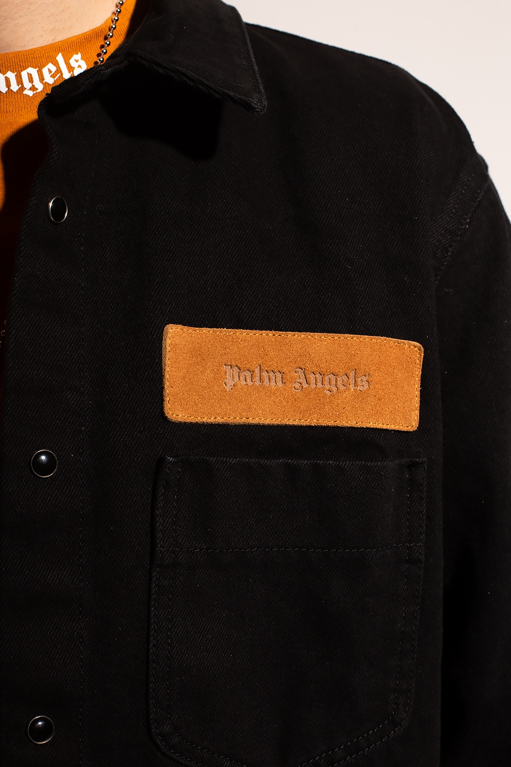 Denim jacket with logo Palm Angels - Knot chest-pocket T